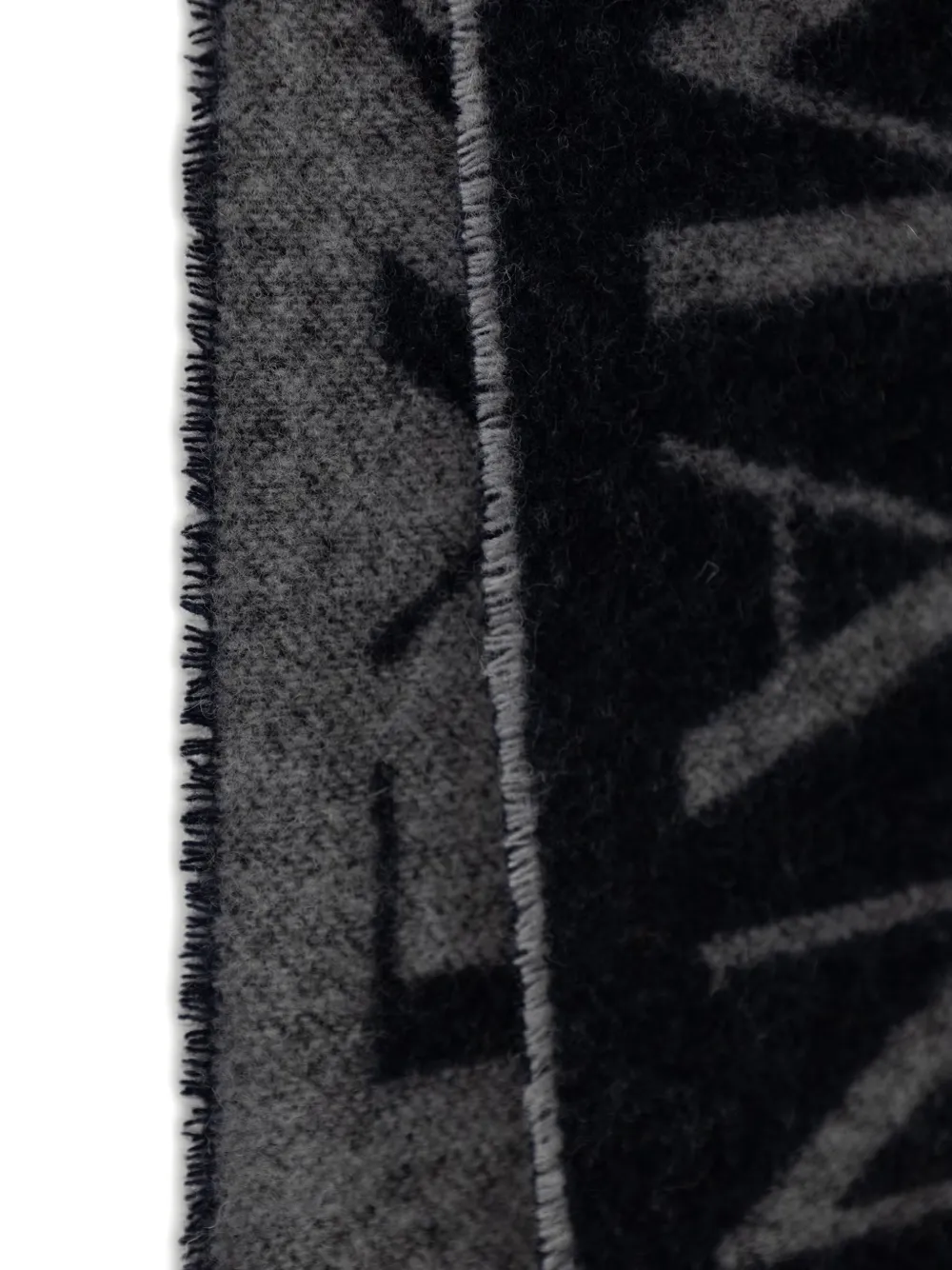 Armani Exchange logo-intarsia frayed-edge scarf Zwart
