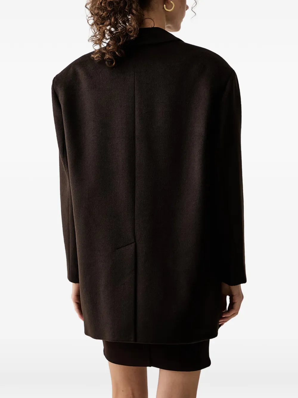 Armani Exchange Caban logo-embroidered single-breasted coat Bruin