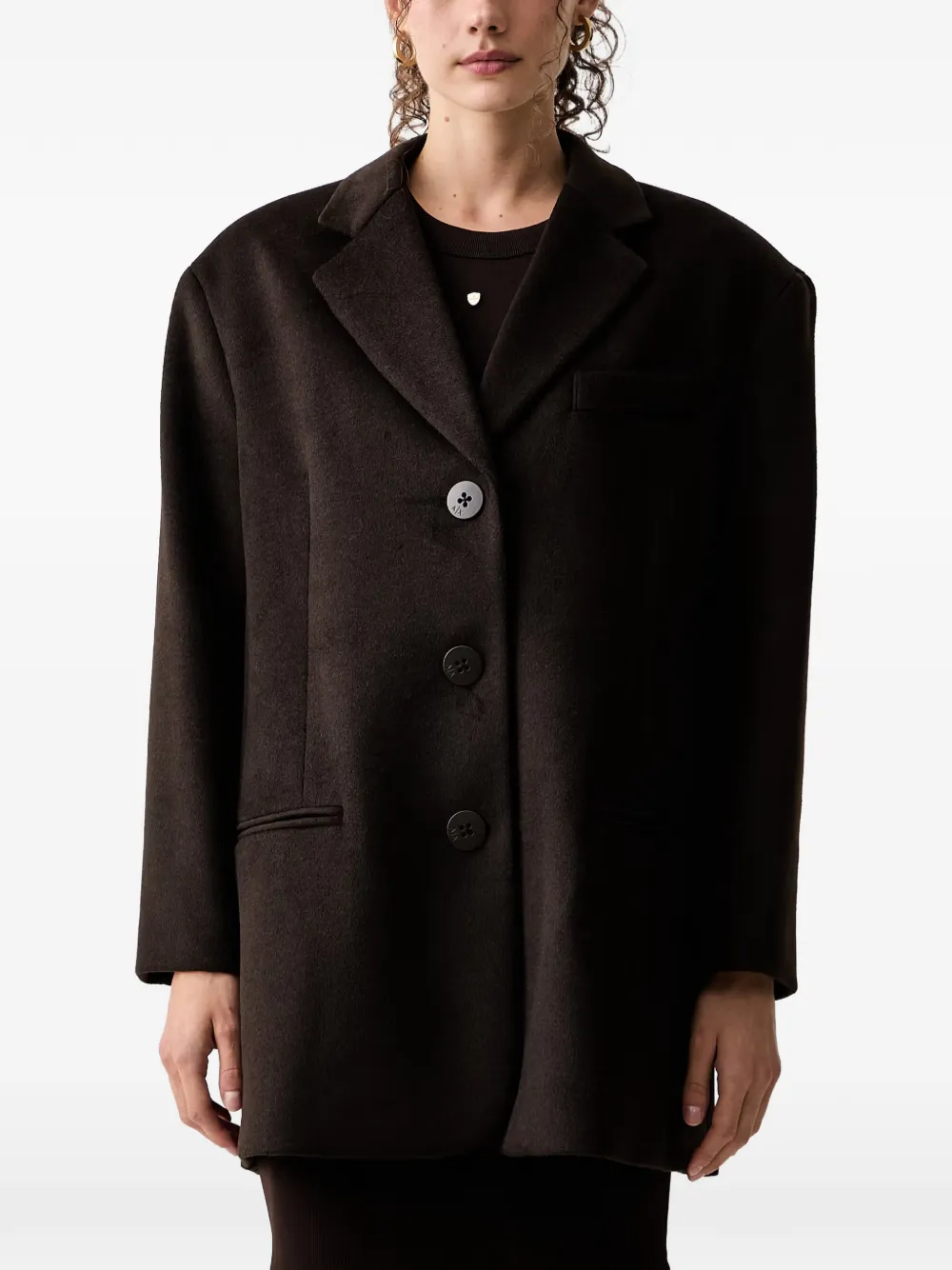 Armani Exchange Caban logo-embroidered single-breasted coat Bruin