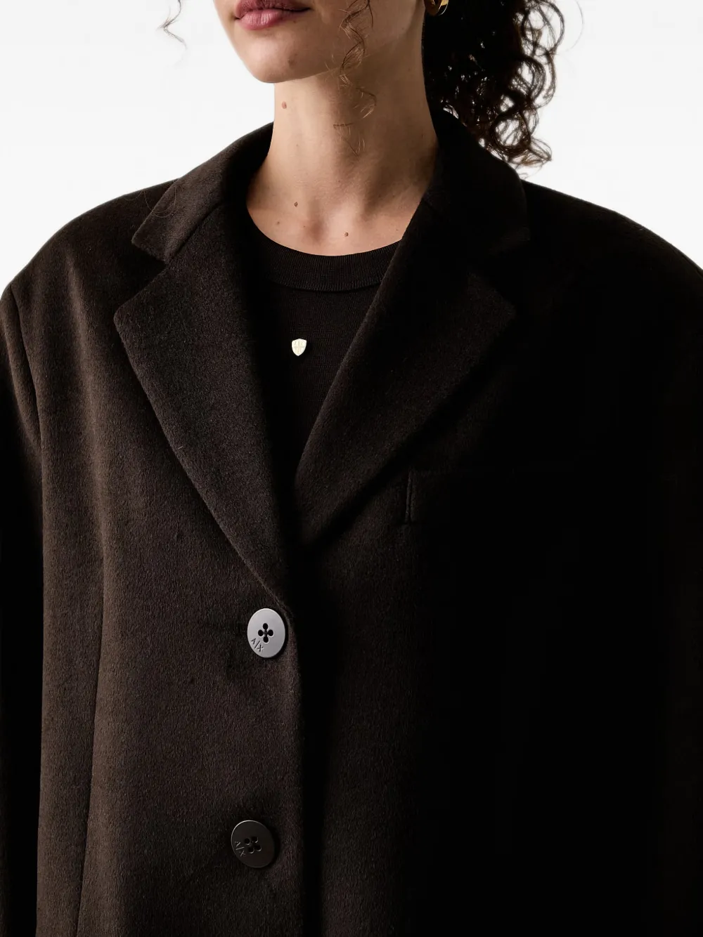 Armani Exchange Caban logo-embroidered single-breasted coat Bruin