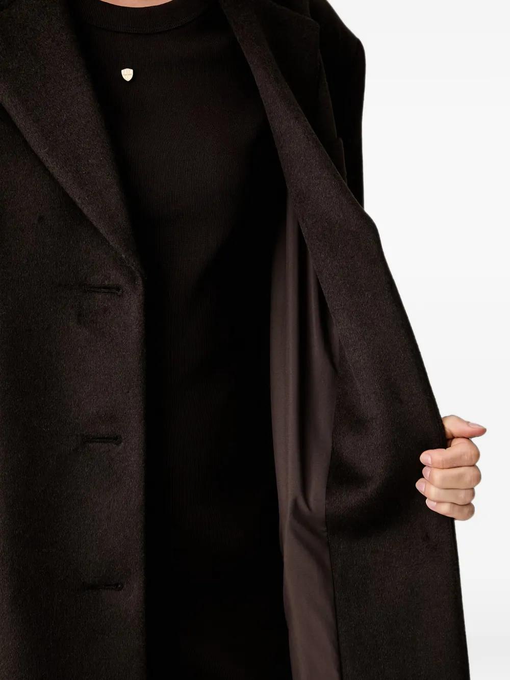Armani Exchange Caban logo-embroidered single-breasted coat Bruin