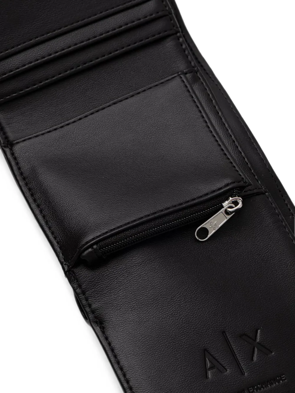 Armani Exchange mini logo-plaque grained wallet Zwart