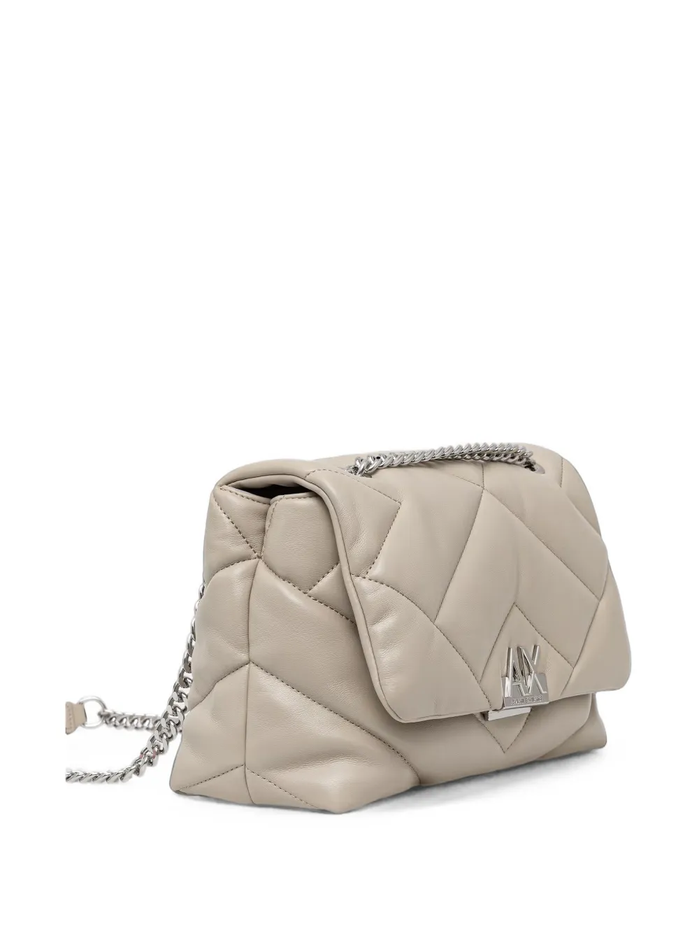Armani Exchange quilted logo-plaque shoulder bag Wit