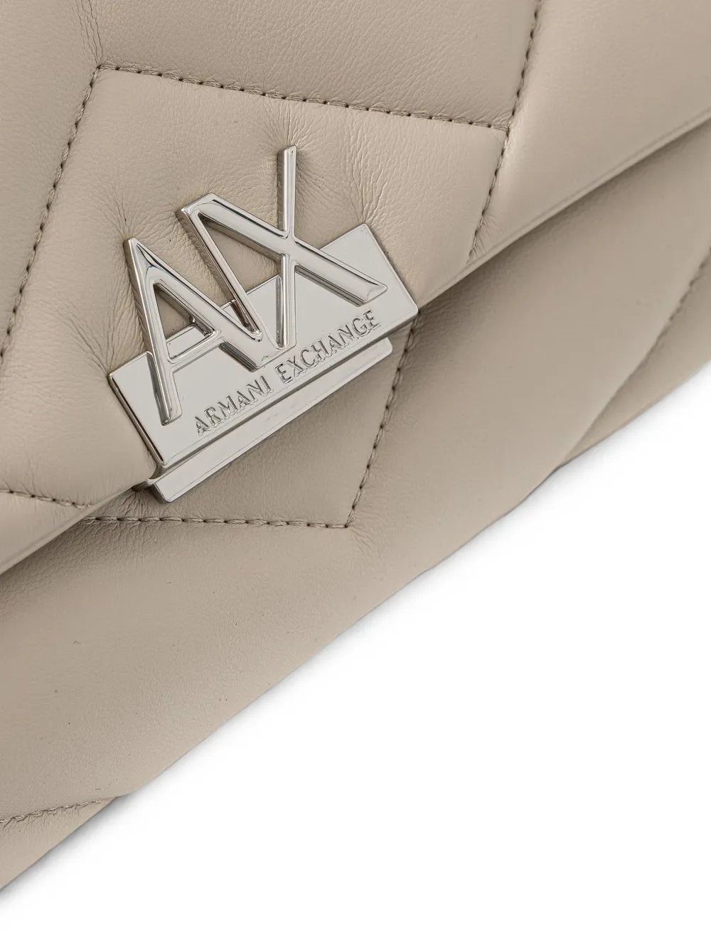 Armani Exchange quilted logo-plaque shoulder bag Wit