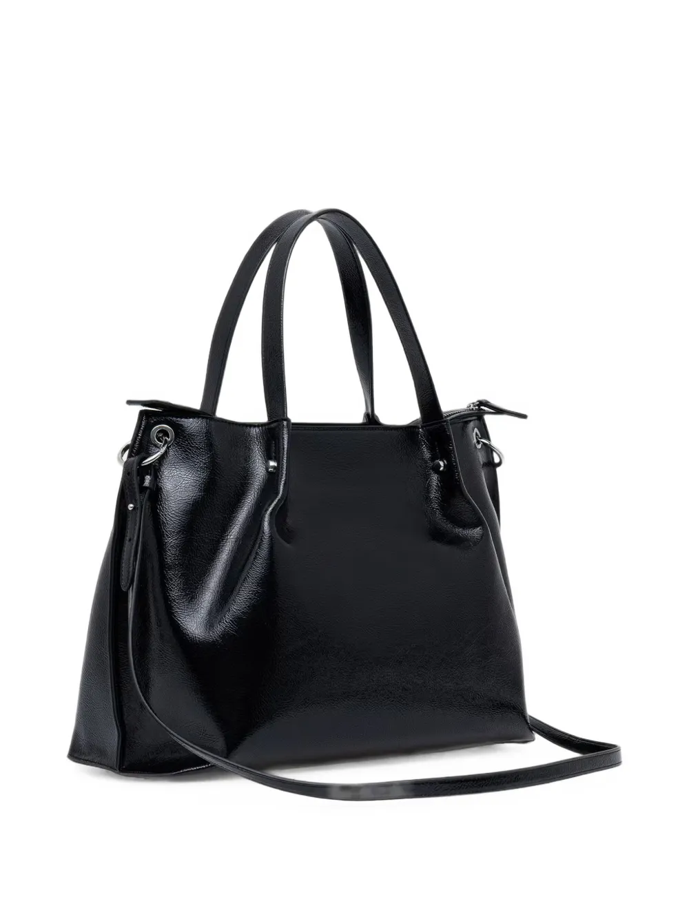 Armani Exchange crinkled-finish logo-plaque tote bag Zwart
