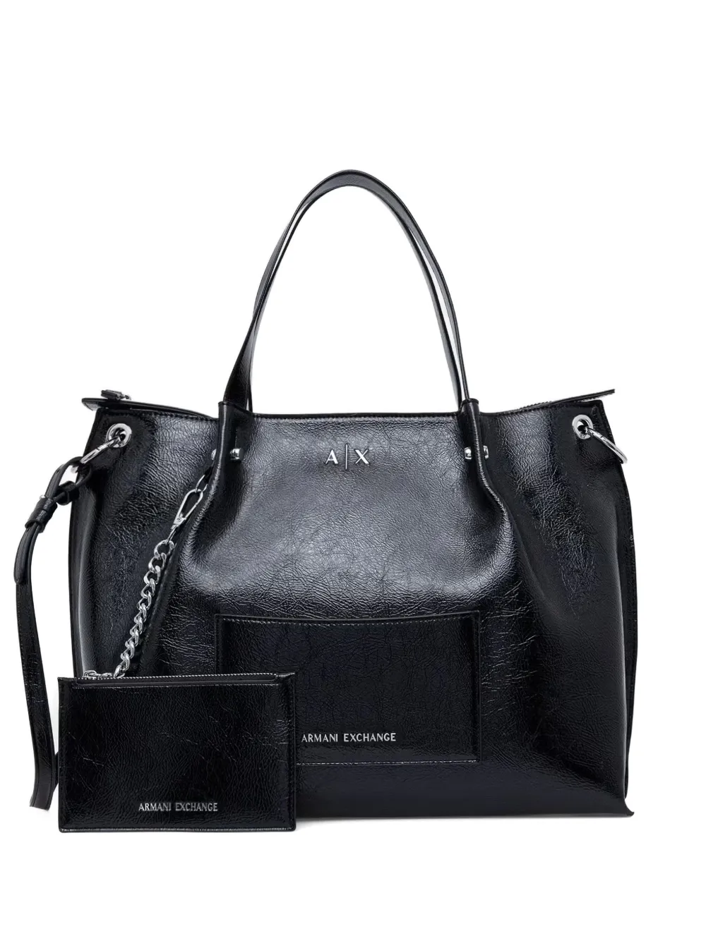 Armani Exchange crinkled-finish logo-plaque tote bag
