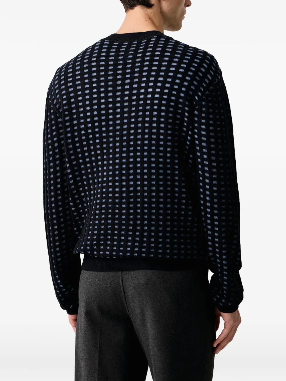 Armani Exchange Ribgebreide trui met geometrisch patroon Zwart
