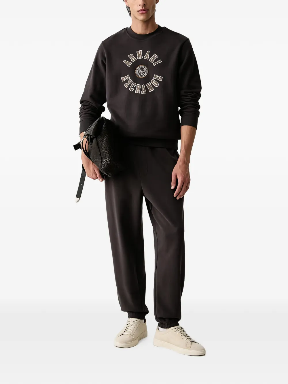 Armani Exchange Trui met logopatch Bruin