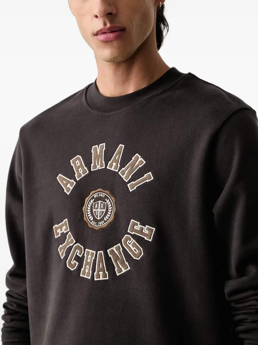 Armani Exchange Trui met logopatch Bruin