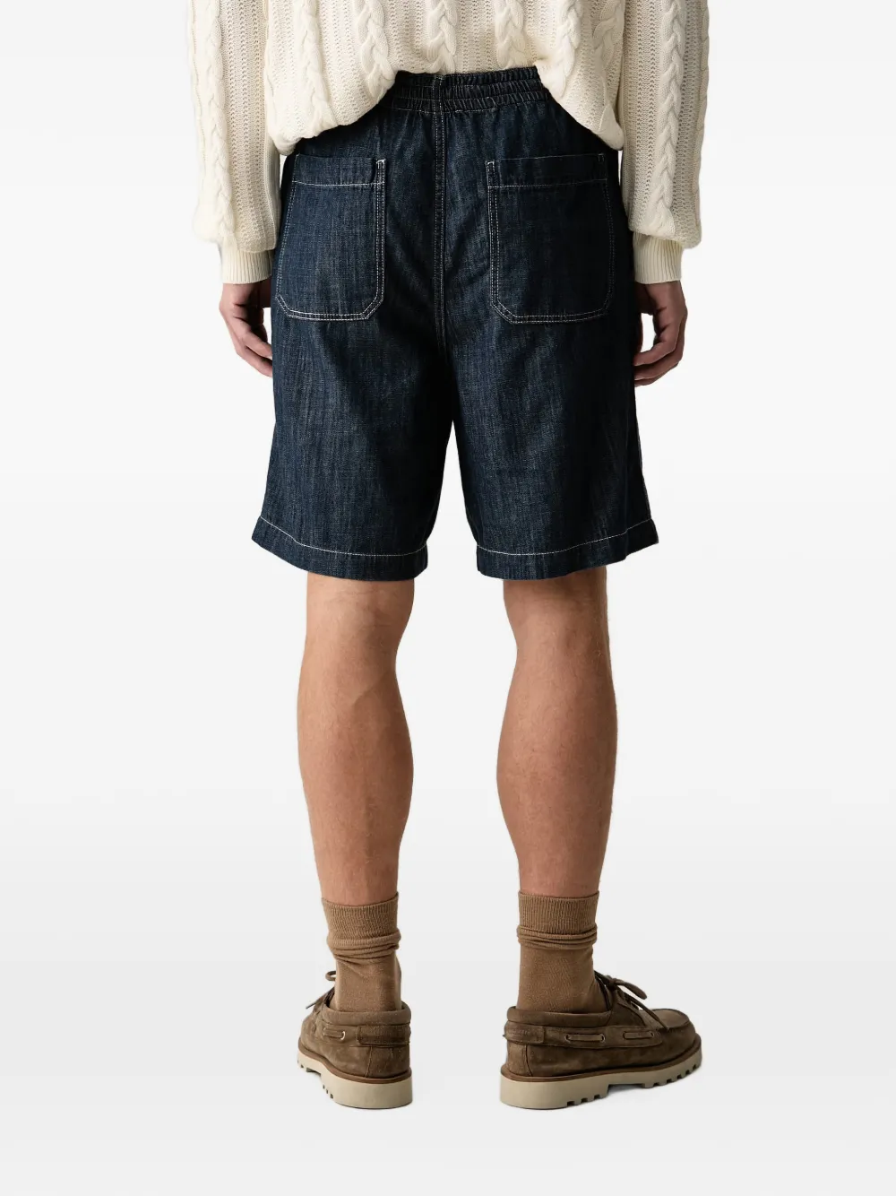 Armani Exchange drawstring denim shorts Blauw