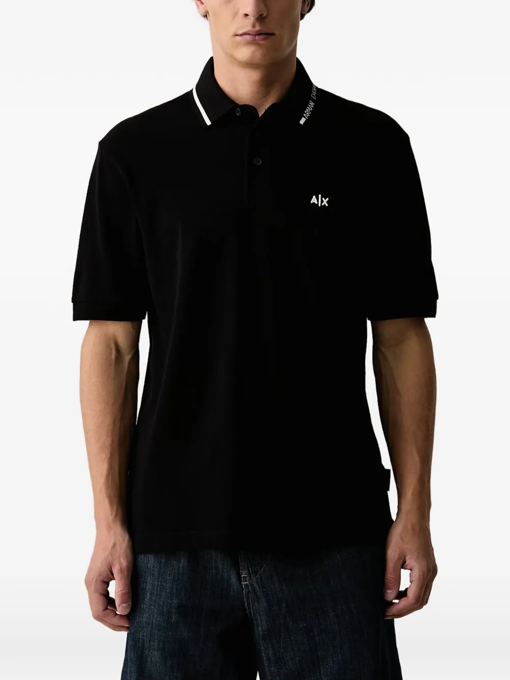 Armani Exchange logo-embroidered tipped polo shirt