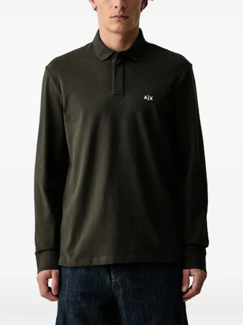 Armani Exchange logo-embroidered long-sleeve polo shirt