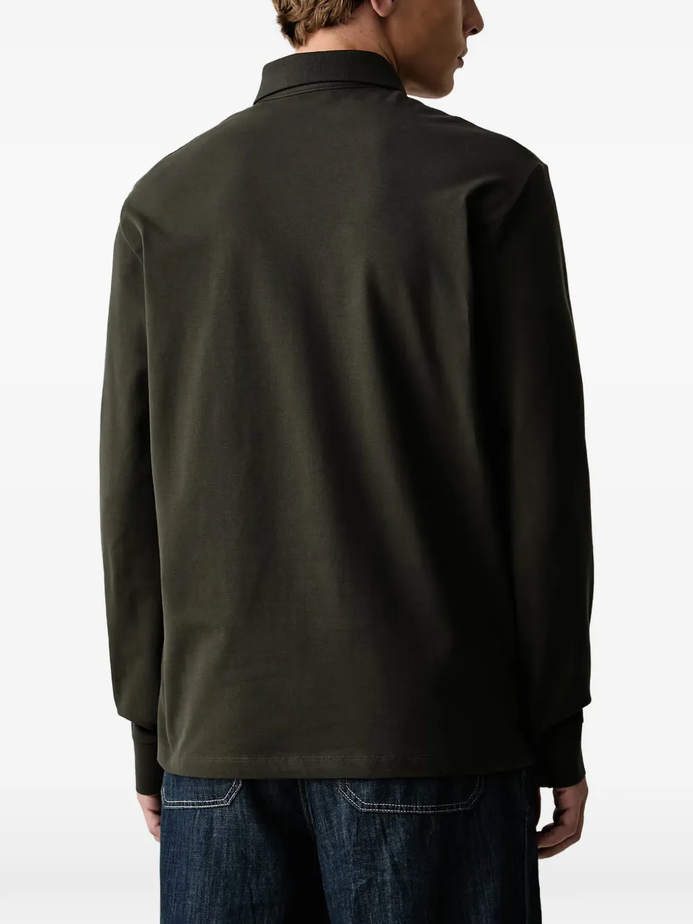 Armani Exchange logo-embroidered long-sleeve polo shirt Groen