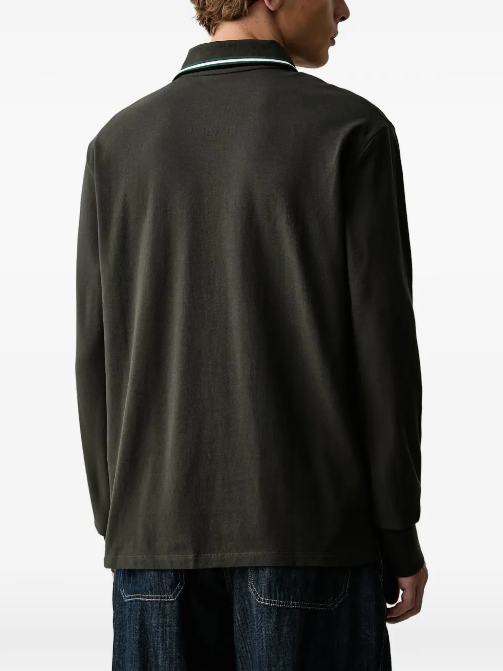 Armani Exchange logo-patch long-sleeve polo shirt Groen