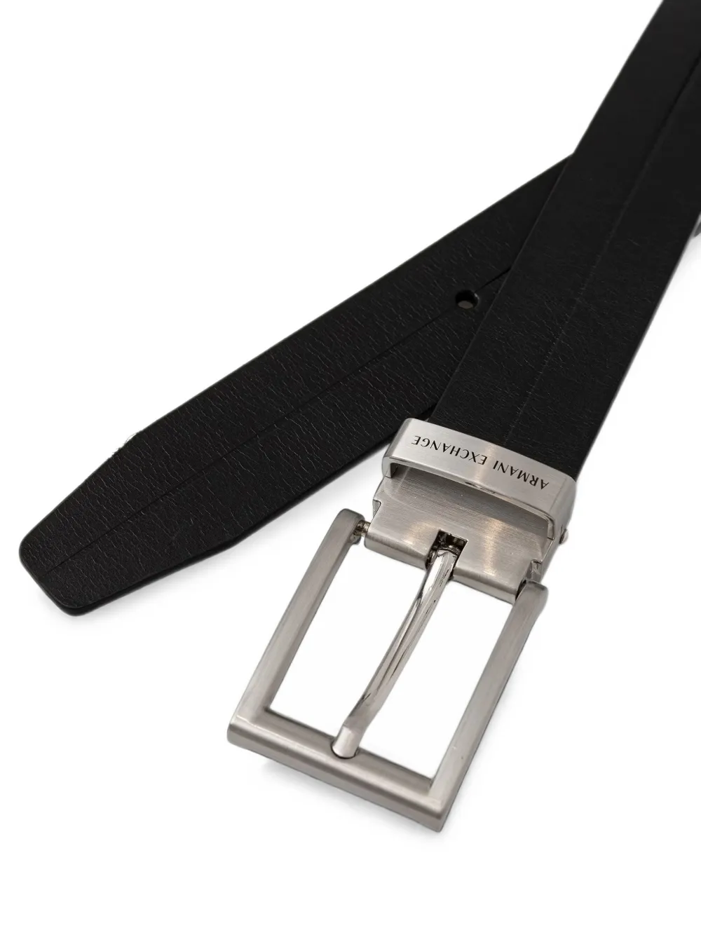 Armani Exchange logo-engraved buckle belt Zwart