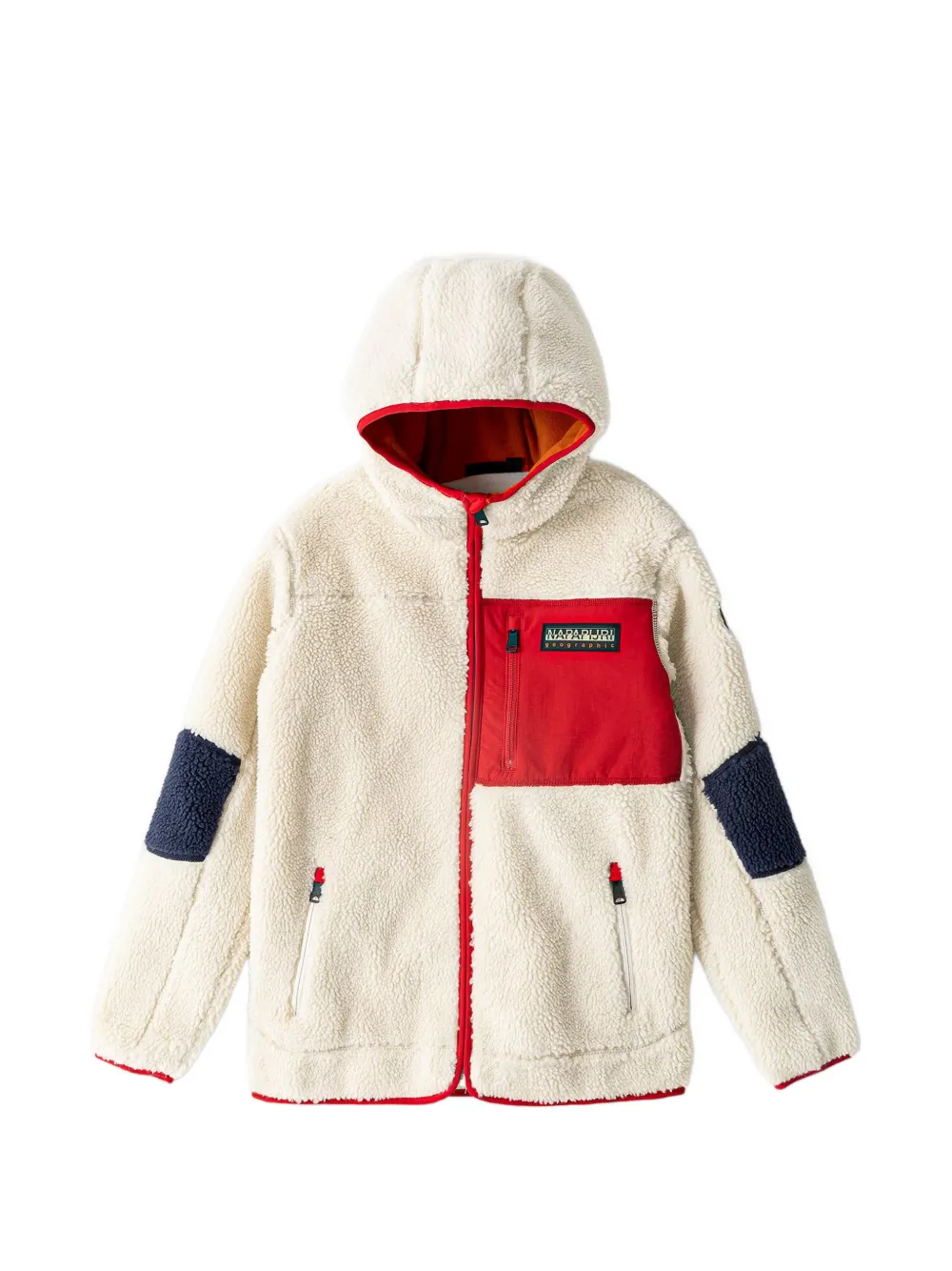 Napapjiri Kids YUPIFZH fleece-texture hooded jacket - Toni neutri