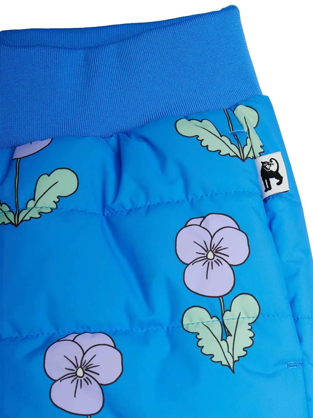 Mini Rodini Violas floral-print quilted trousers Blauw