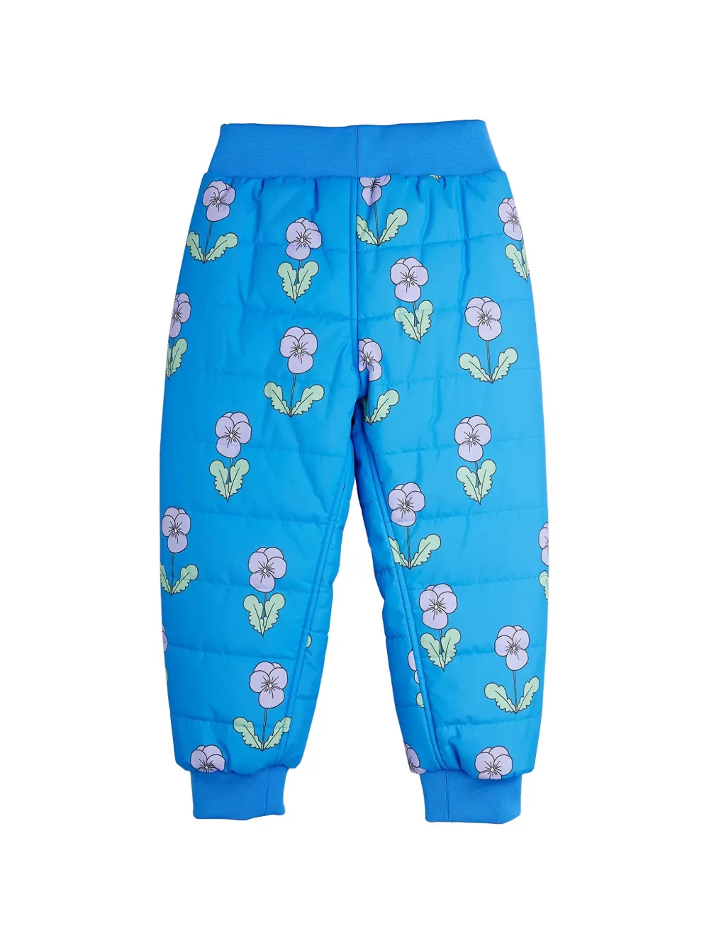 Mini Rodini Violas floral-print quilted trousers Blauw