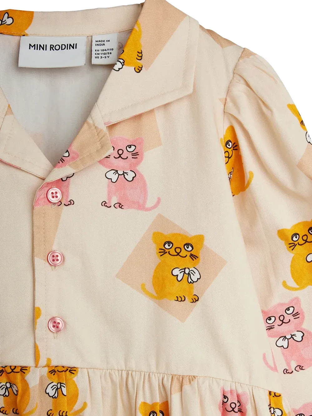 Mini Rodini Kittens long-sleeve dress Beige