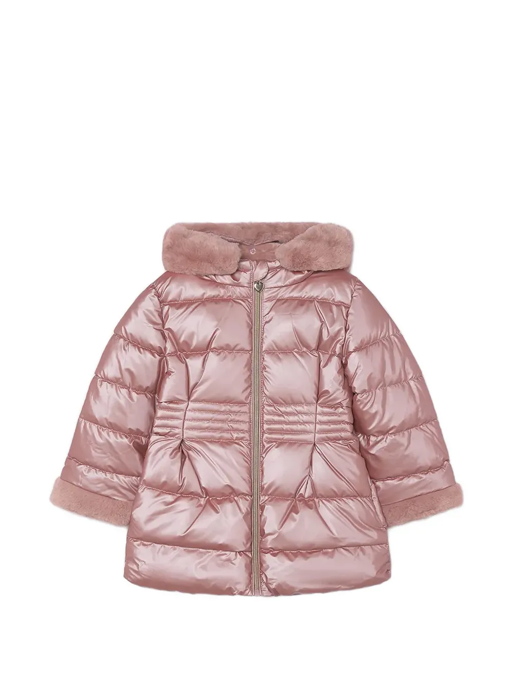 Mayoral faux-fur trim padded jacket - Rosa