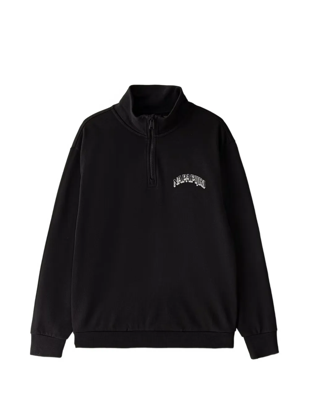 Napapjiri Kids Tipi logo-print quarter-zip sweater - Nero