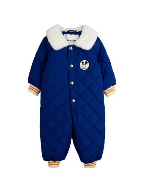 Mini Rodini Ritzratz quilted faux-fur collar snowsuit