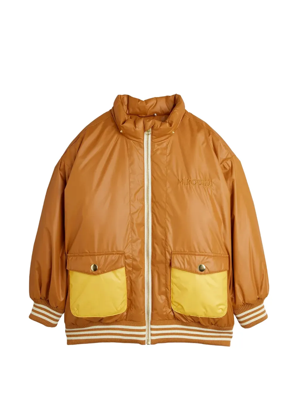 Mini Rodini M. Rodini logo-embroidered hooded padded jacket Oranje