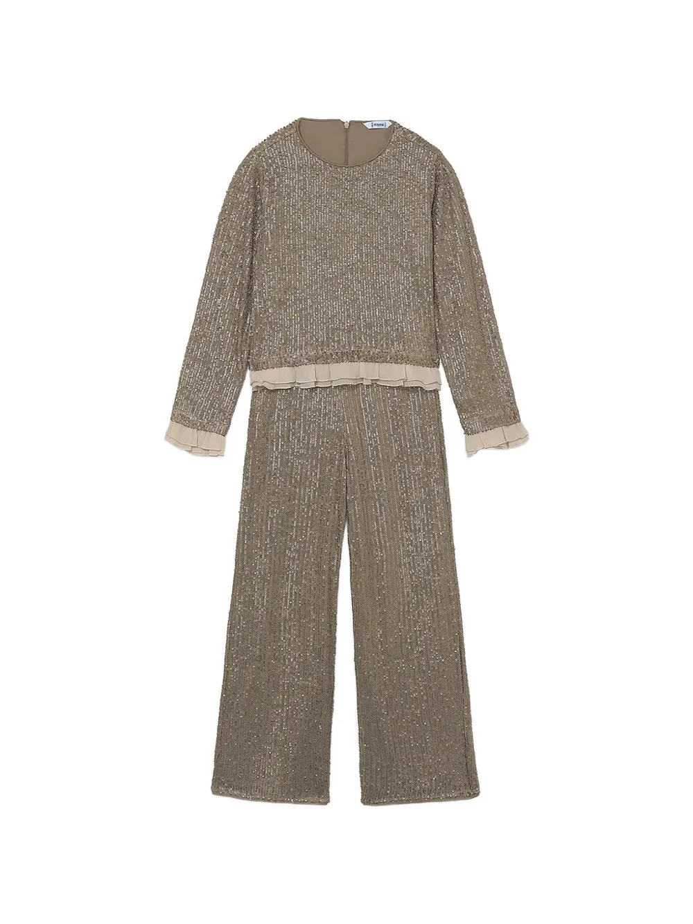 Mayoral sequin-embellished ruffled jumpsuit - Marron