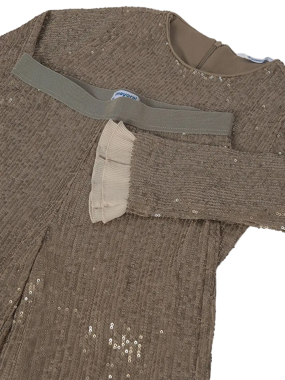 Mayoral Jumpsuit verfraaid met pailletten en ruches Bruin