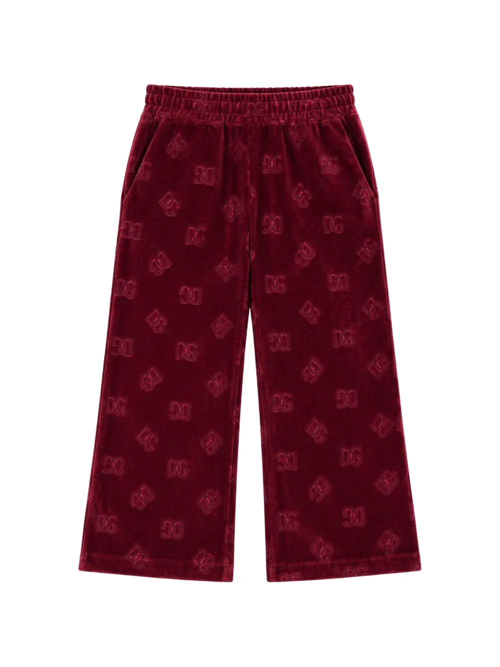 Dolce & Gabbana Kids logo-embossed velvet trousers - Rosso