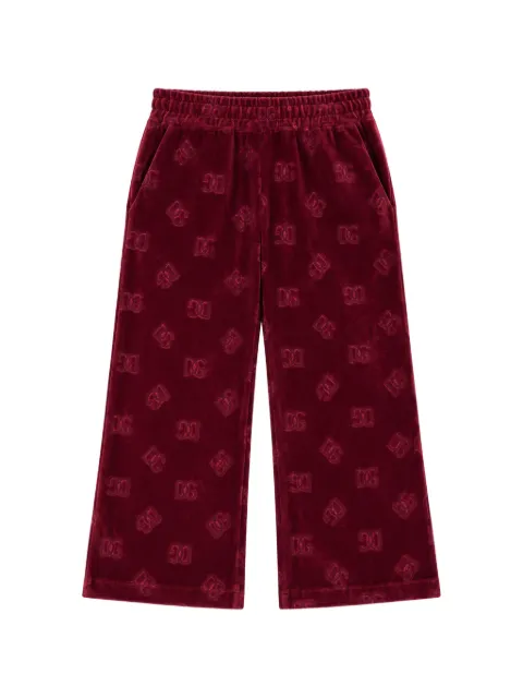 Dolce & Gabbana Kids logo-embossed velvet trousers