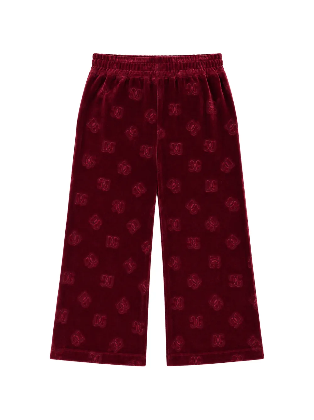 Dolce & Gabbana Kids Fluwelen broek met logo-reliëf Rood