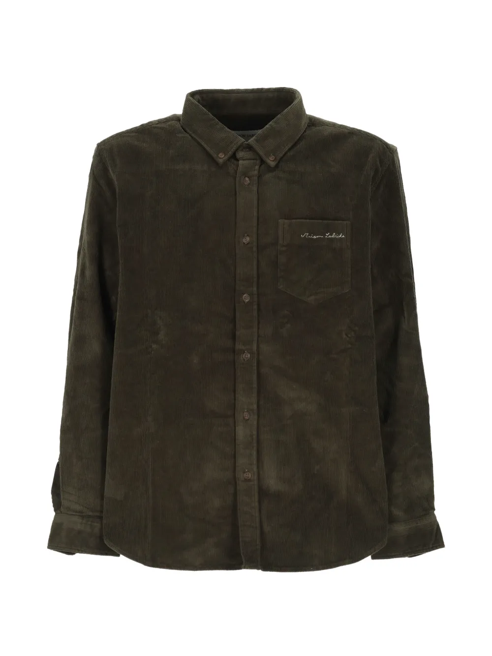 Maison Labiche Corduroy Embroidered-logo Shirt In Green
