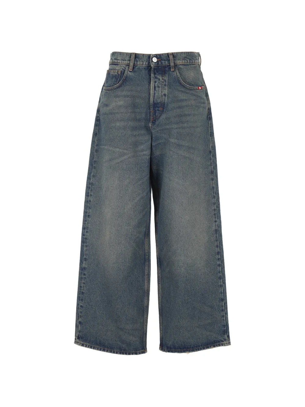 Amish Faded Frayed-hem Jeans In Blue