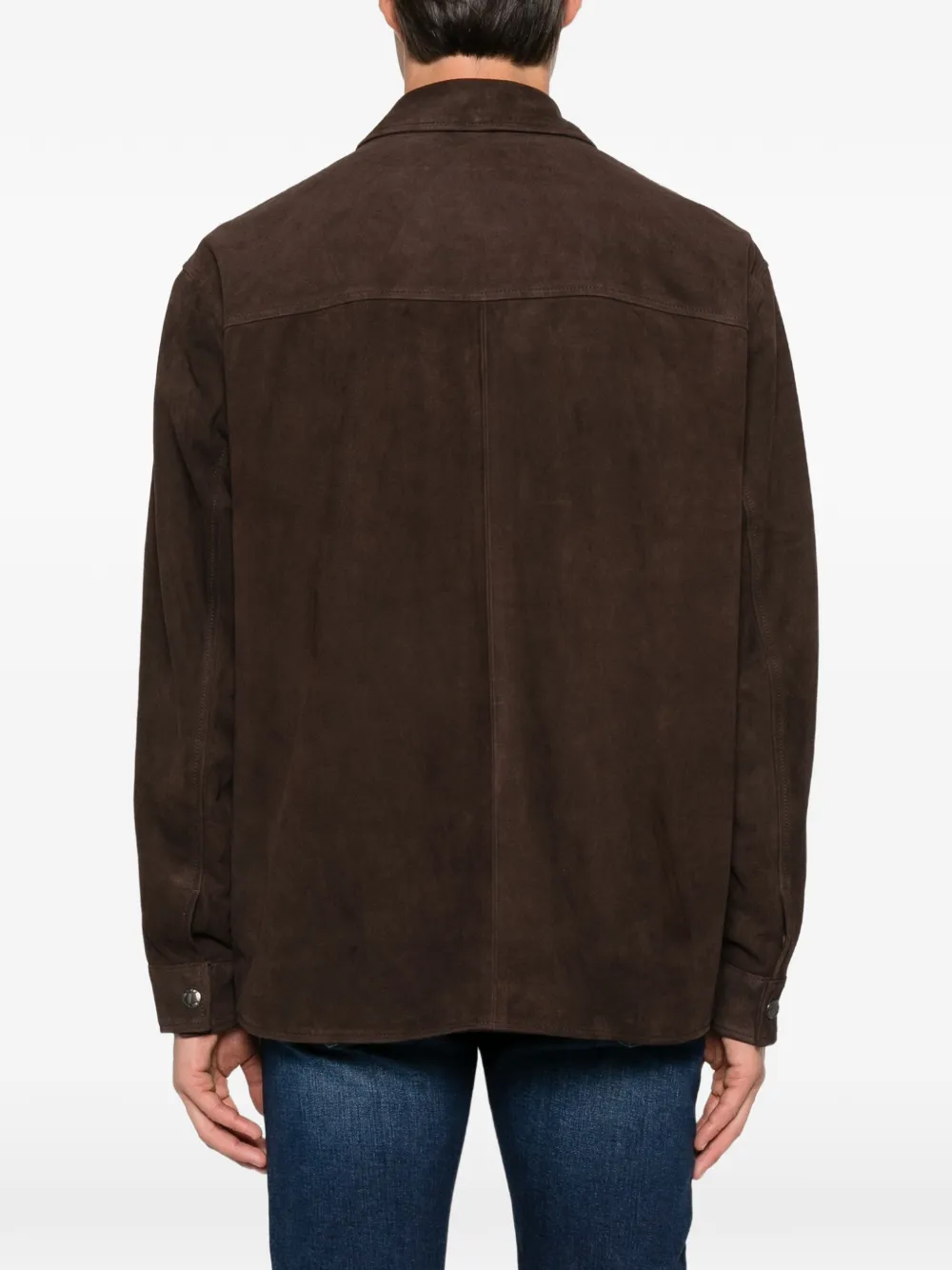 7 For All Mankind Suède overhemd met klepzak Bruin