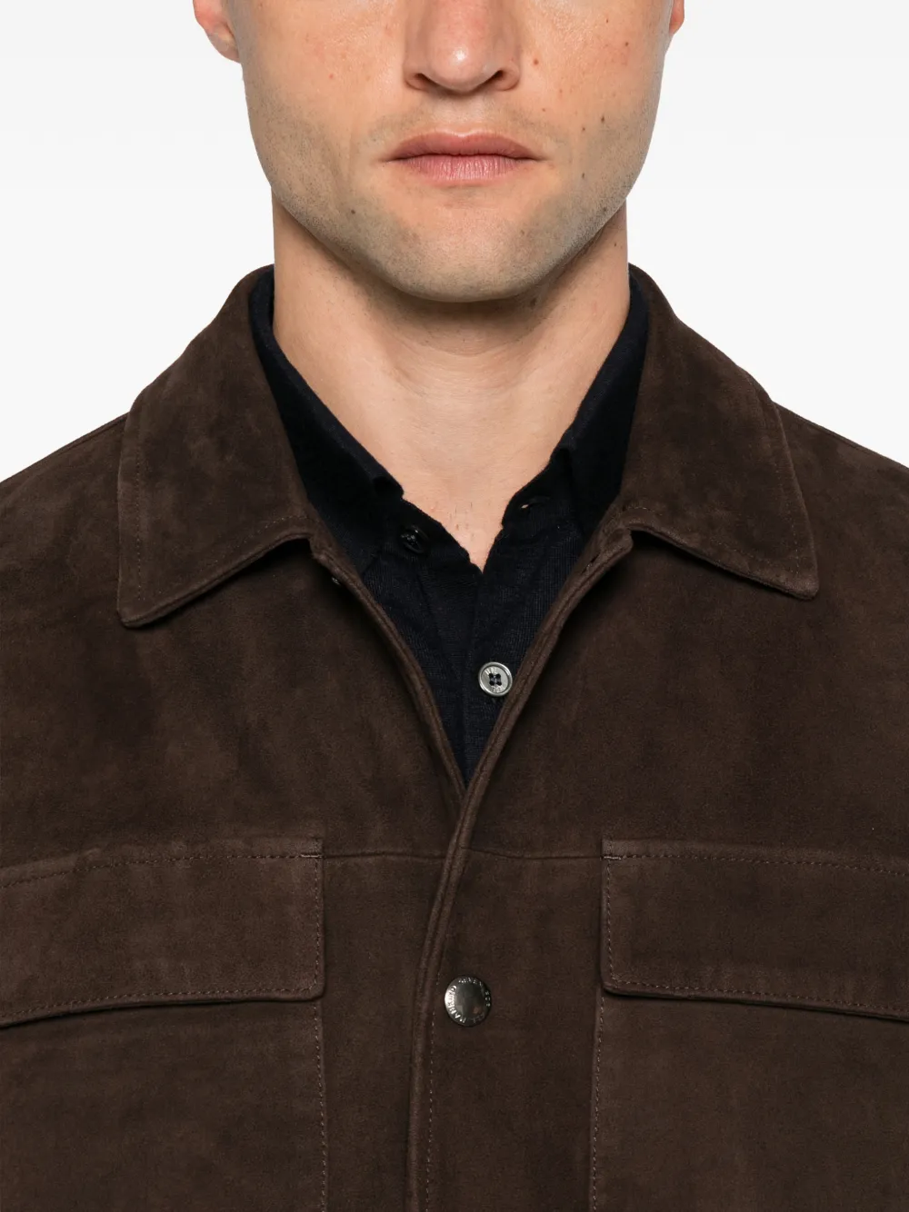 7 For All Mankind Suède overhemd met klepzak Bruin