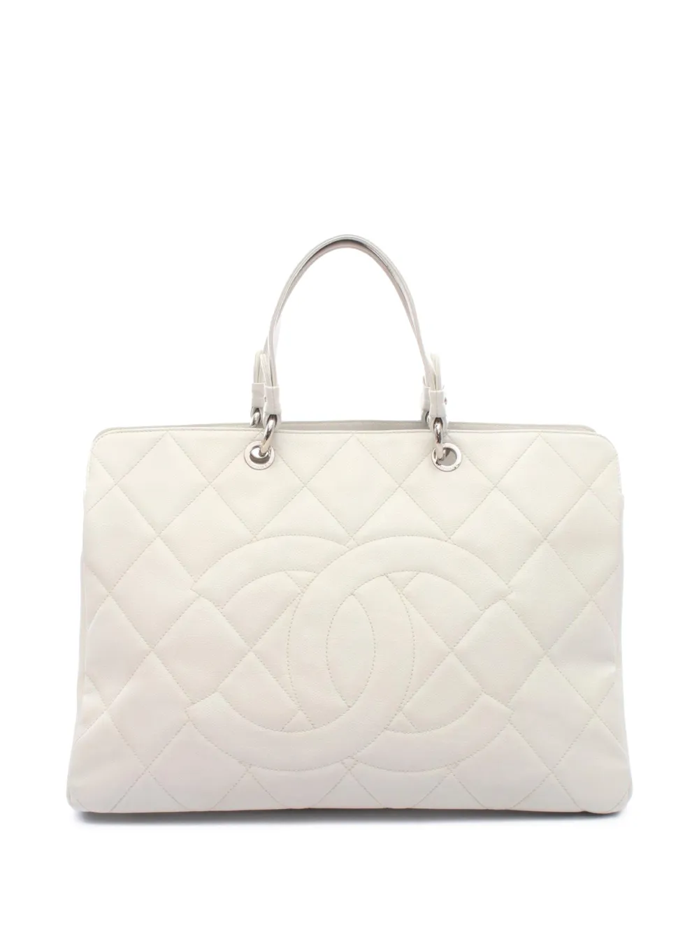 CHANEL Pre-Owned 2008-2009 CC Quilted Caviar tote bag - Bianco