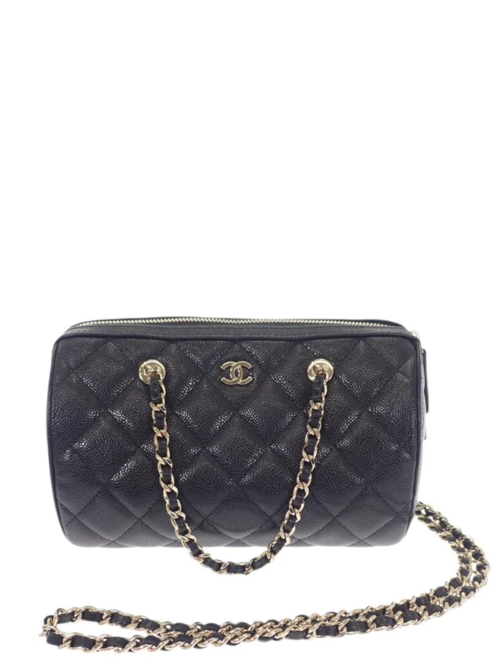 CHANEL Pre-Owned 2021-2026 CC Quilted Caviar Barrel Clutch With Chain satchel - Nero