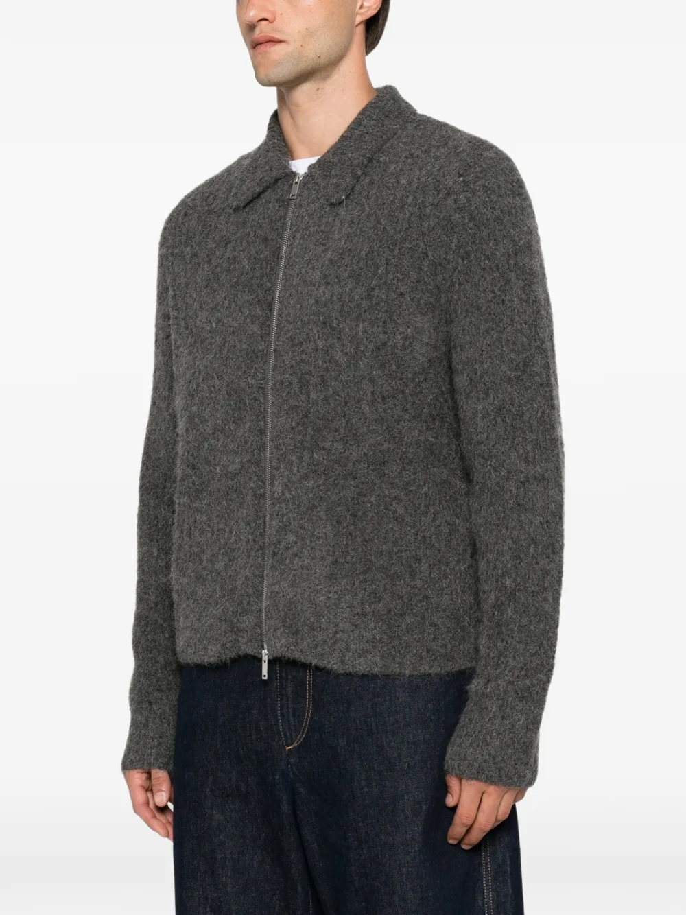 SAMSOE Vest met rits en kraag Grijs