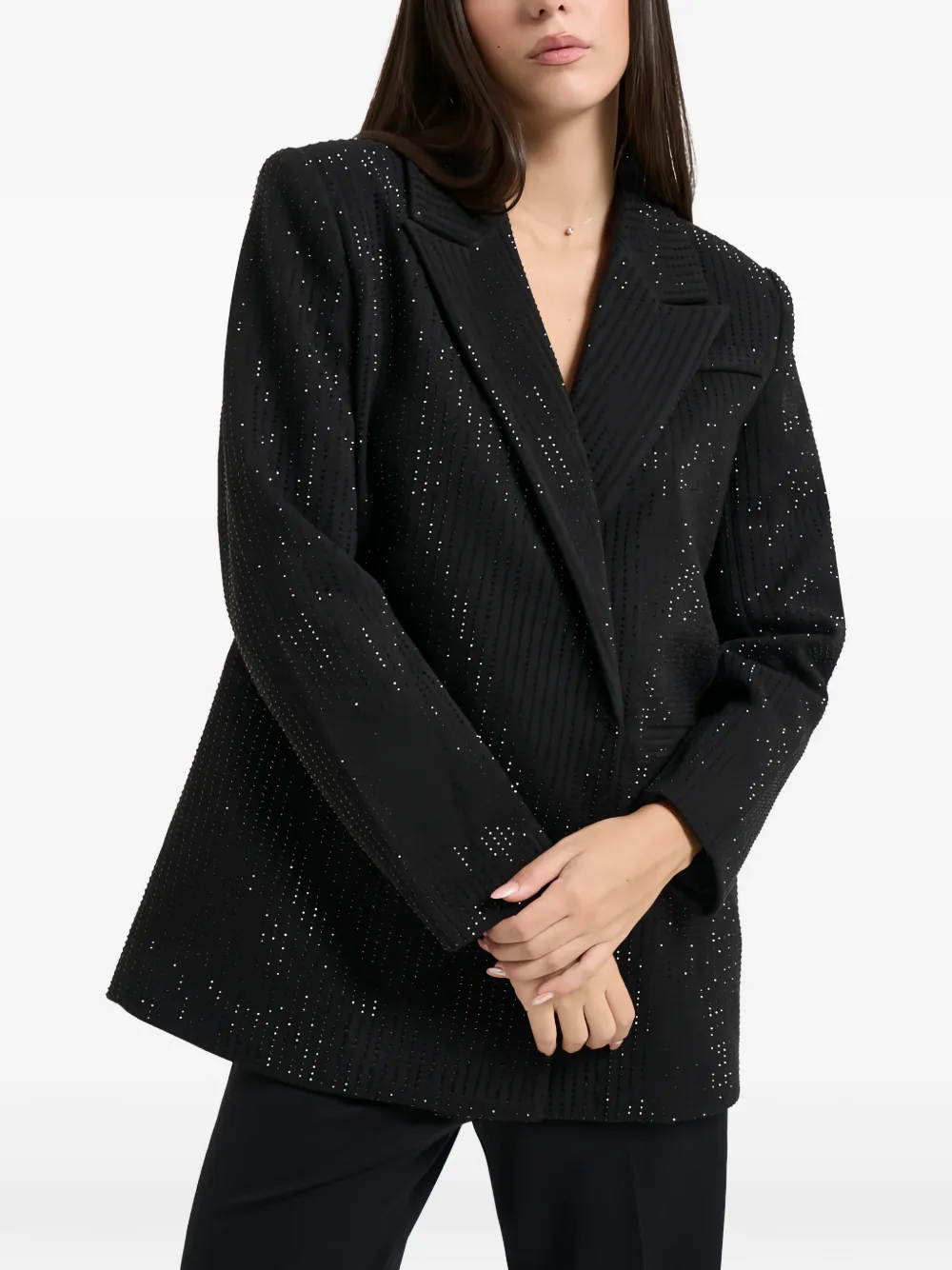 TWENTY FOURHAITCH Uliane rhinestone-embellished notch-lapel blazer - Nero