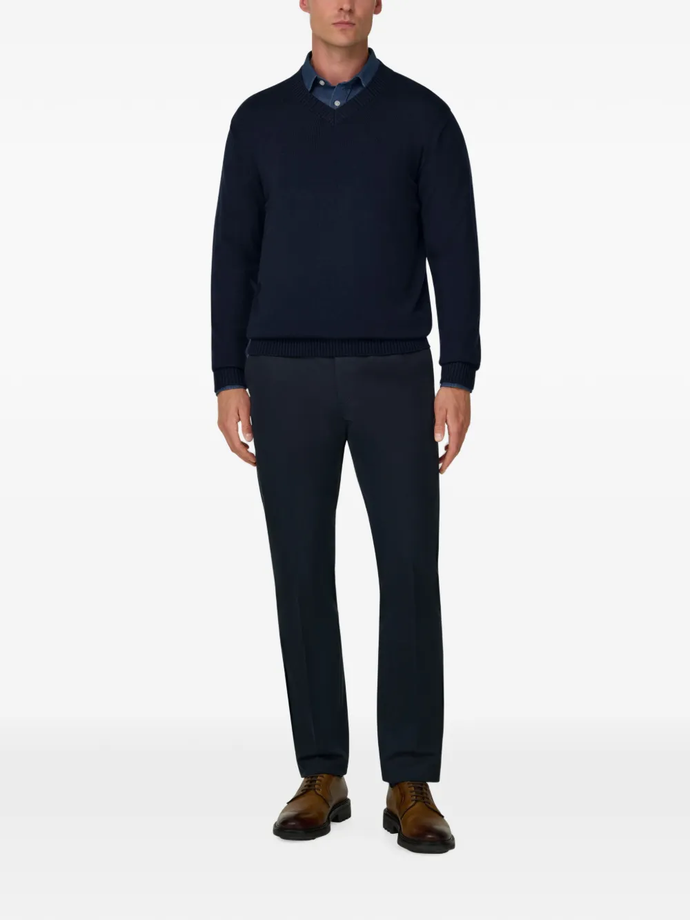 Boggi Milano Trui van merinowol met V-hals Blauw