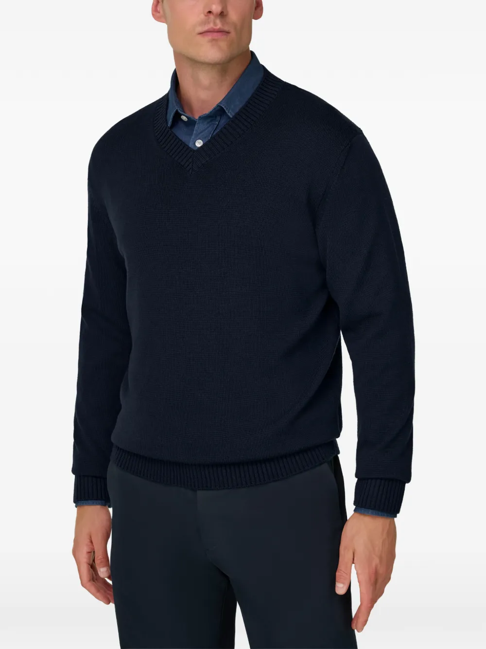 Boggi Milano Trui van merinowol met V-hals Blauw