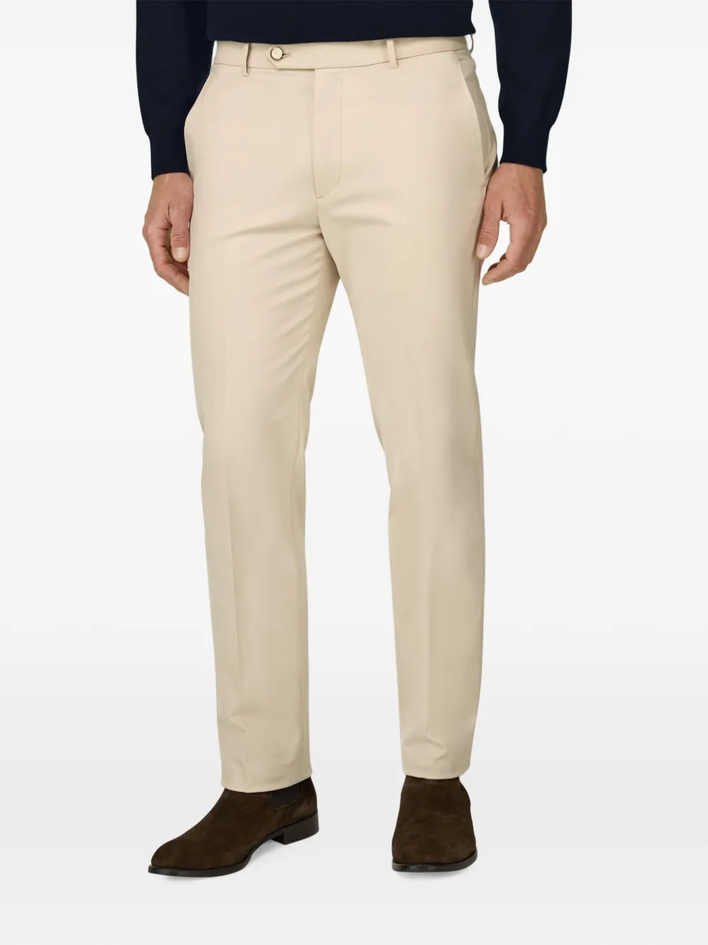 Boggi Milano Broek van stretchkatoen en Tencel -modal Beige