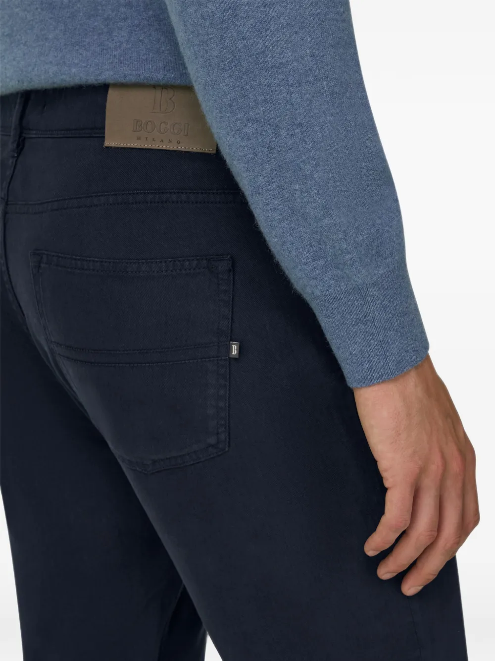 Boggi Milano Jeans van stretch katoenen tencel Blauw
