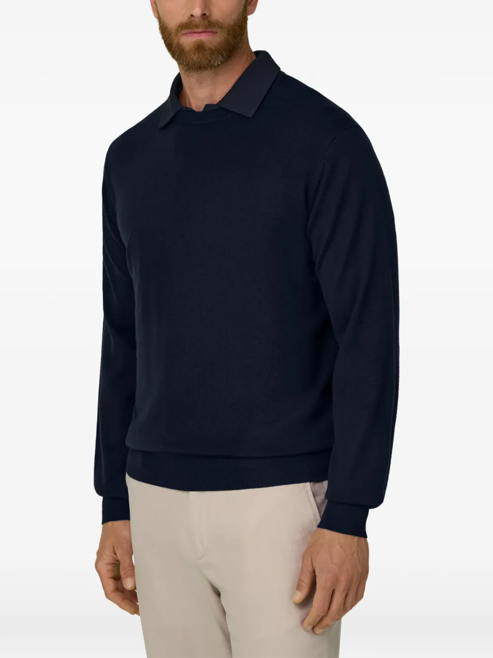 Boggi Milano Trui van merinowol met ronde hals Blauw