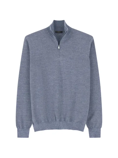 Boggi Milano roll neck jumper quarter-zip merino wool cashwool® mouliné