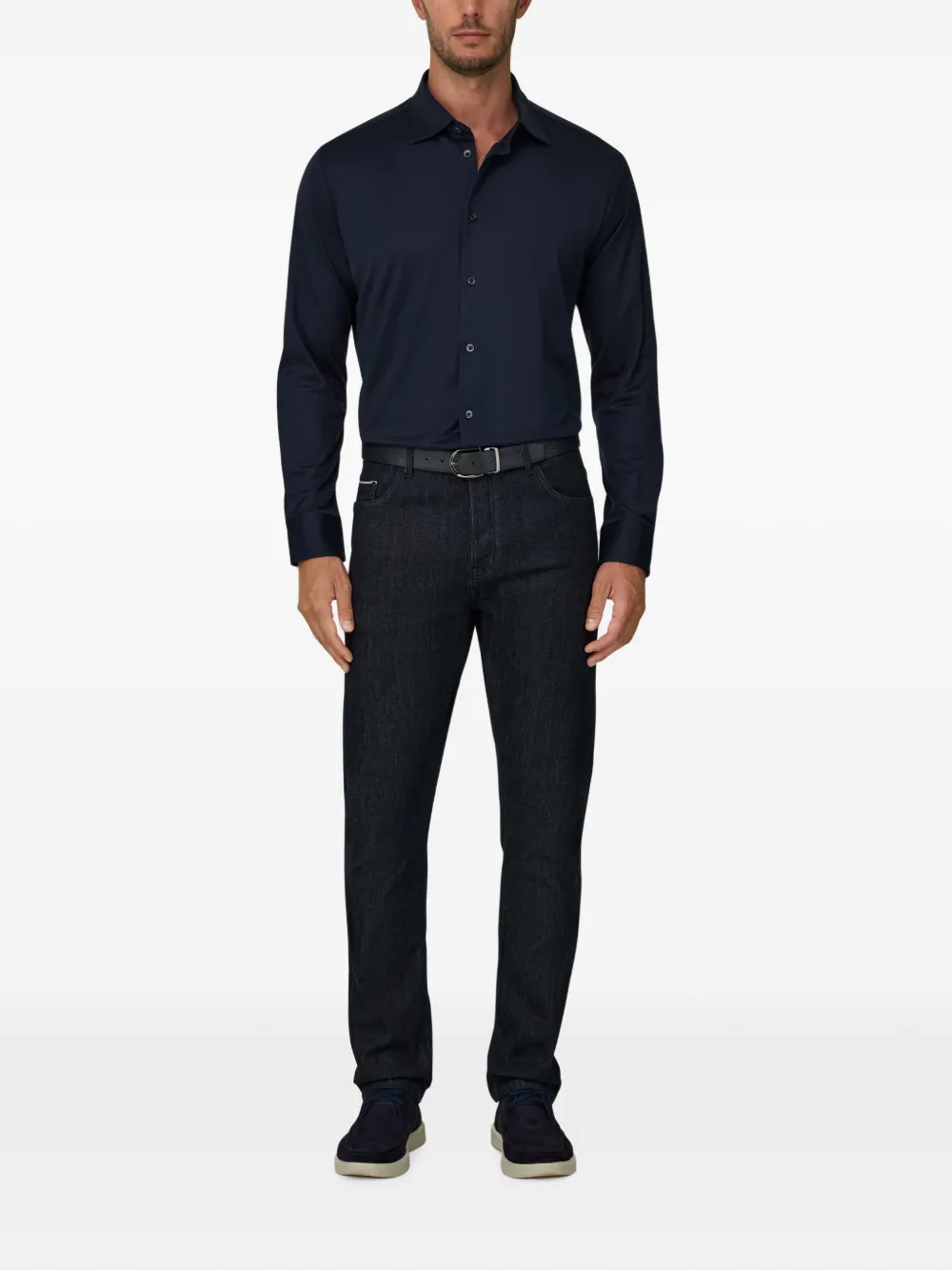 Boggi Milano Poloshirt van katoen en zijde Blauw