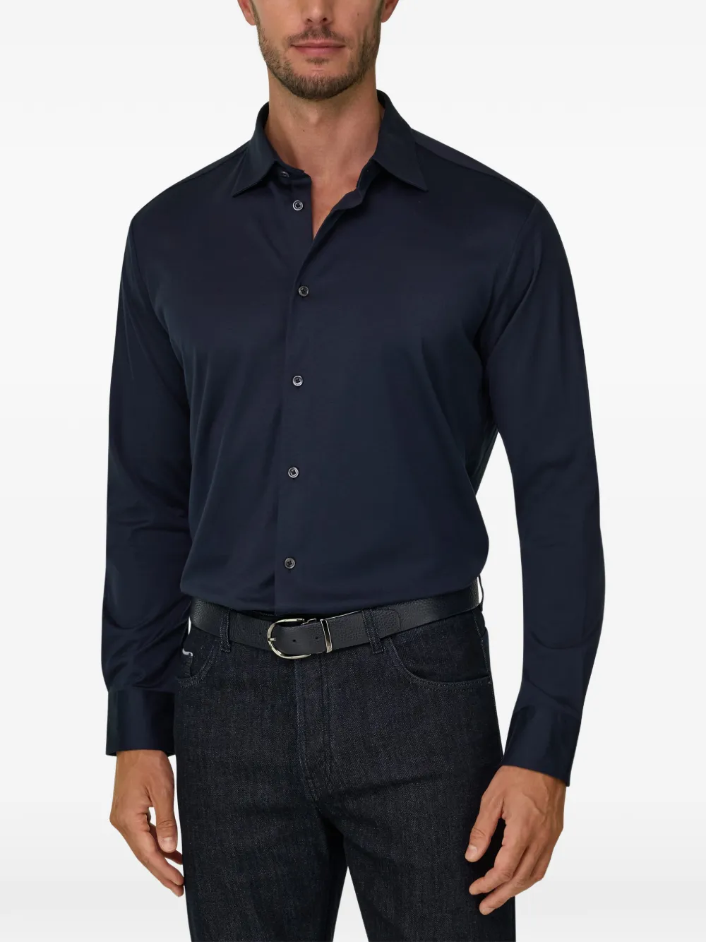 Boggi Milano Poloshirt van katoen en zijde Blauw