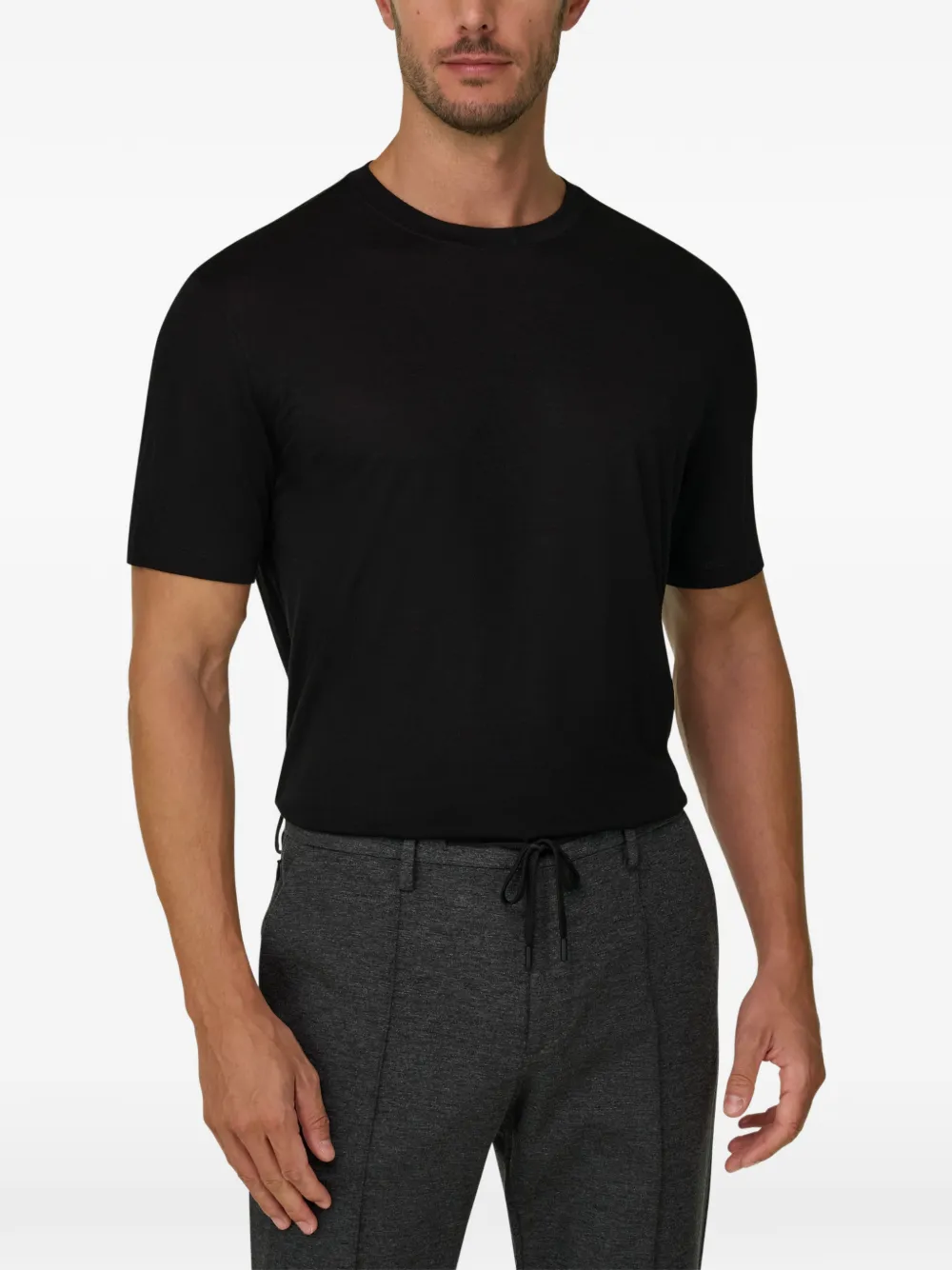 Boggi Milano T-shirt van jersey katoenen tencel-blend Zwart