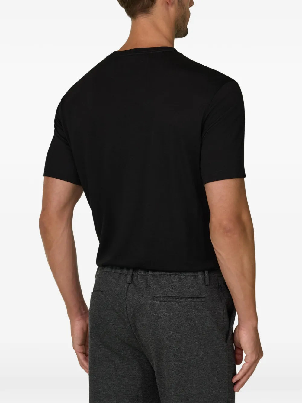 Boggi Milano T-shirt van jersey katoenen tencel-blend Zwart